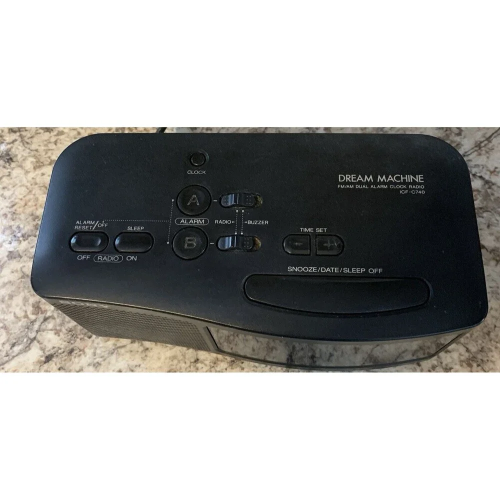 Sony Dream Machine ICF-C740 AM/FM Clock Radio Dual Alarm Black Works Great